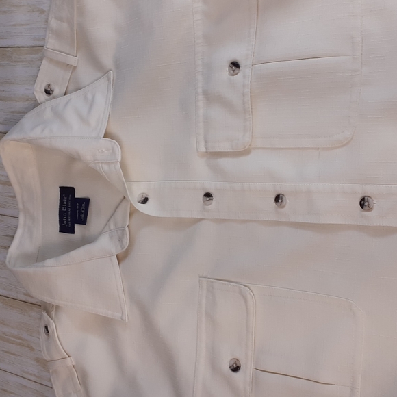 John Blair Men's Button Up Shirt Size XL Cream Colored - Picture 6 of 15
